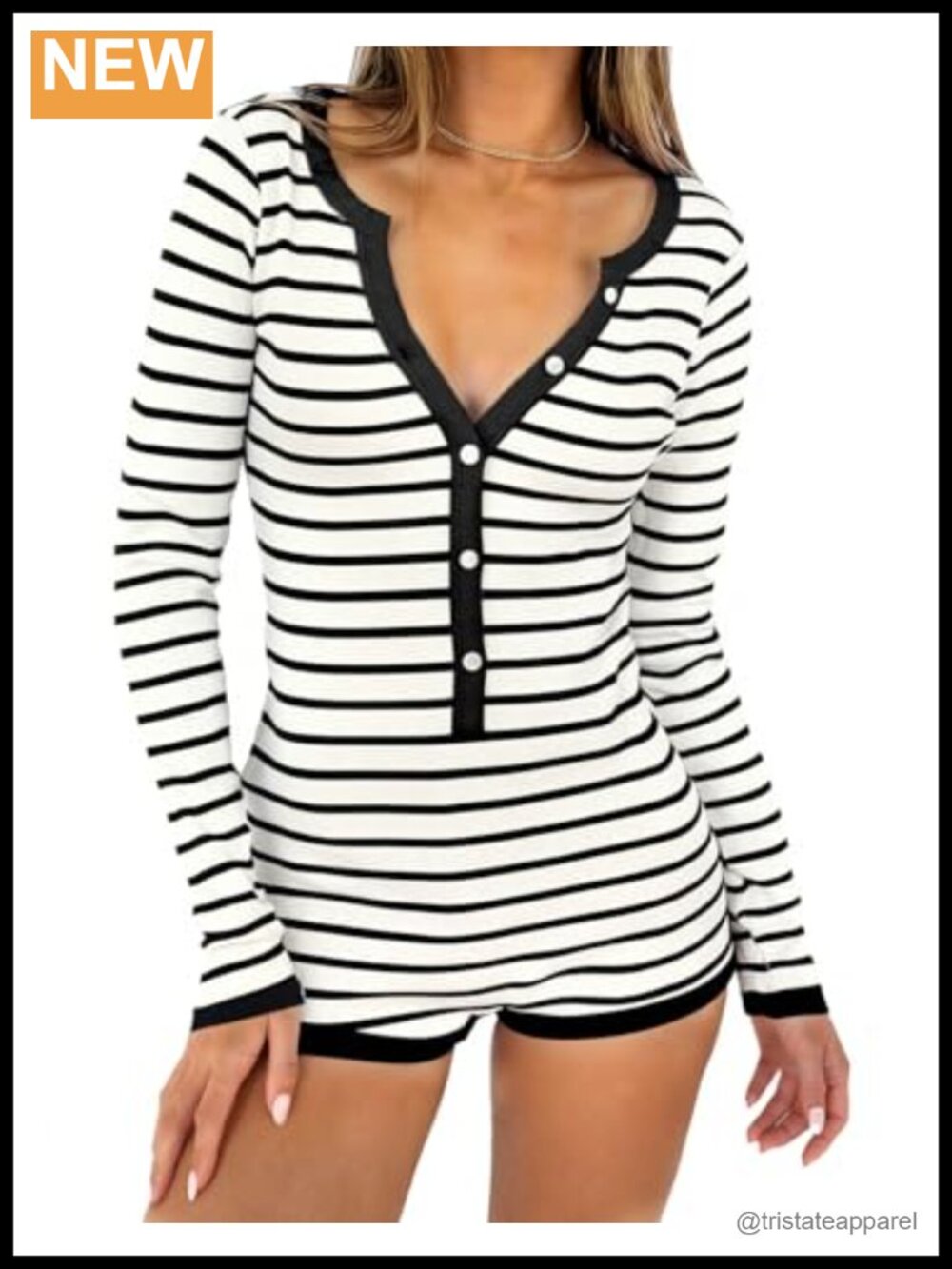 Women's V Neck Long Sleeve Shorts Romper One Piece Jumpsuit Bodysuit